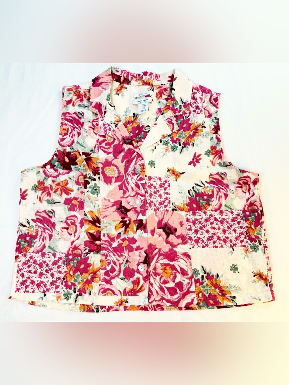 Haute Hippie Linen Floral Patchwork Matching Set Size Medium EUC - Picture 5 of 15